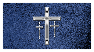 DSC700 517 SL SH BL Silver 3 Crosses Shimmer Blue Background